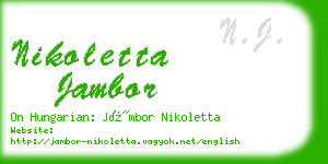 nikoletta jambor business card